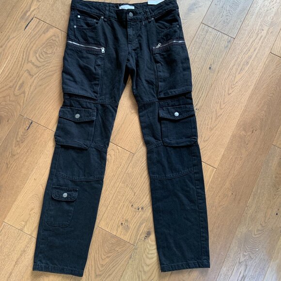 Women's Zara Black Slim Cargo Pants Trousers Jeans Denim Size US 2 - Picture 4 of 9